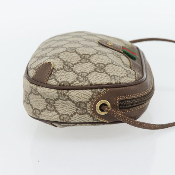 GUCCI GG Supreme Web Sherry Line Bag PVC Beige Gold 156 02 066 Auth 171266