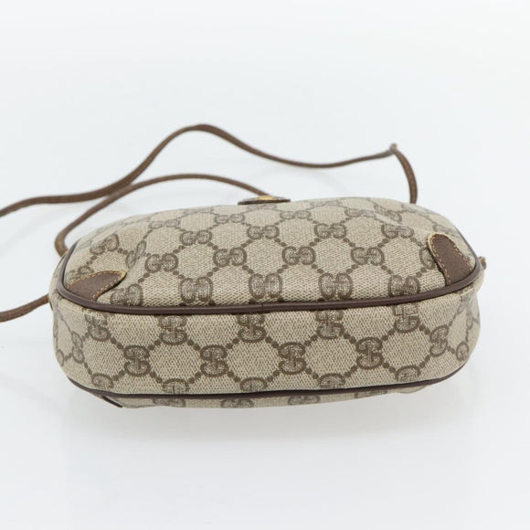 GUCCI GG Supreme Web Sherry Line Bag PVC Beige Gold 156 02 066 Auth 171266