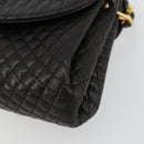 BALLY Schultertasche Kette Leder Schwarz Gold Auth 171275-9