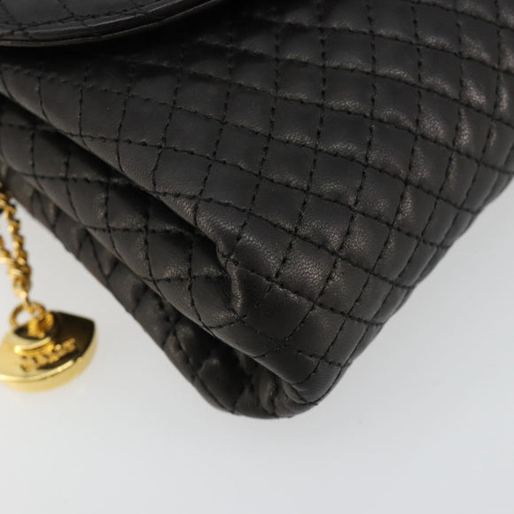 BALLY Schultertasche Kette Leder Schwarz Gold Auth 171275
