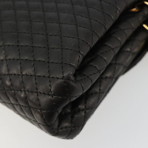 BALLY Schultertasche Kette Leder Schwarz Gold Auth 171275