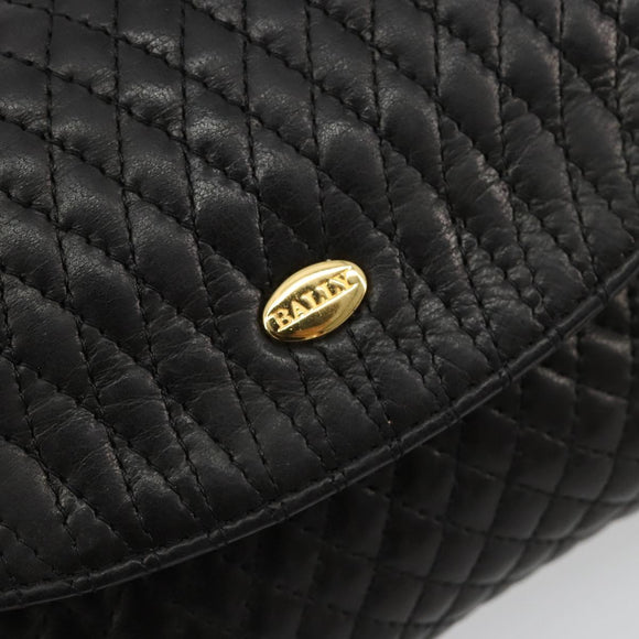 BALLY Schultertasche Kette Leder Schwarz Gold Auth 171275