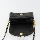 BALLY Schultertasche Kette Leder Schwarz Gold Auth 171275-10