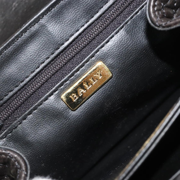 BALLY Schultertasche Kette Leder Schwarz Gold Auth 171275