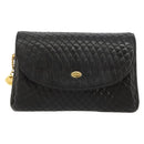 BALLY Schultertasche Kette Leder Schwarz Gold Auth 171275-13