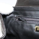 BALLY Schultertasche Kette Leder Schwarz Gold Auth 171275-21