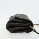 BALLY Schultertasche Kette Leder Schwarz Gold Auth 171275-3