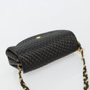BALLY Schultertasche Kette Leder Schwarz Gold Auth 171275-6