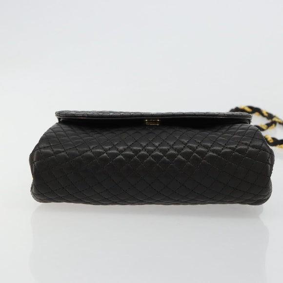 BALLY Schultertasche Kette Leder Schwarz Gold Auth 171275