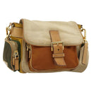 PRADA Shoulder Bag Nylon Canvas Beige Gold Auth 171276-1
