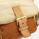 PRADA Shoulder Bag Nylon Canvas Beige Gold Auth 171276-9