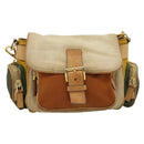 PRADA Shoulder Bag Nylon Canvas Beige Gold Auth 171276-13