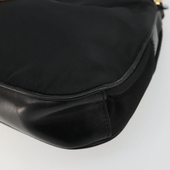 PRADA Accessoirezakje Nylon Zwart Goud Auth 171277