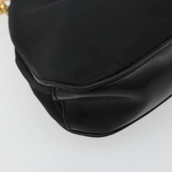 PRADA Accessoirezakje Nylon Zwart Goud Auth 171277