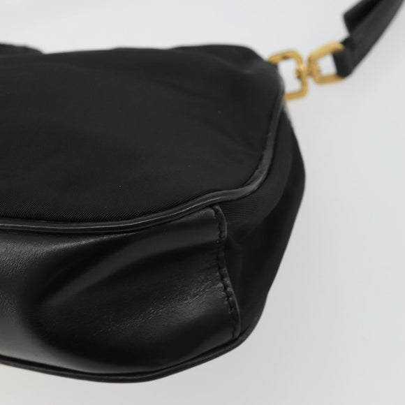 PRADA Accessoirezakje Nylon Zwart Goud Auth 171277