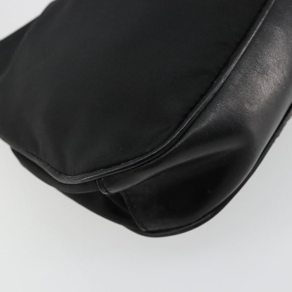 PRADA Accessoirezakje Nylon Zwart Goud Auth 171277