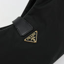 PRADA Accessoirezakje Nylon Zwart Goud Auth 171277-19