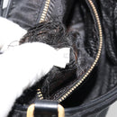 PRADA Accessoirezakje Nylon Zwart Goud Auth 171277-11