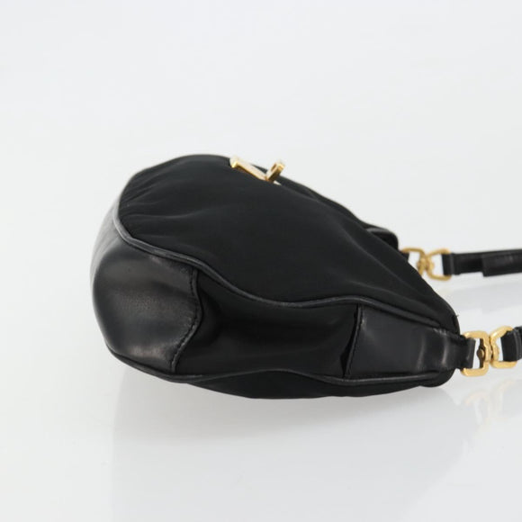 PRADA Accessoirezakje Nylon Zwart Goud Auth 171277