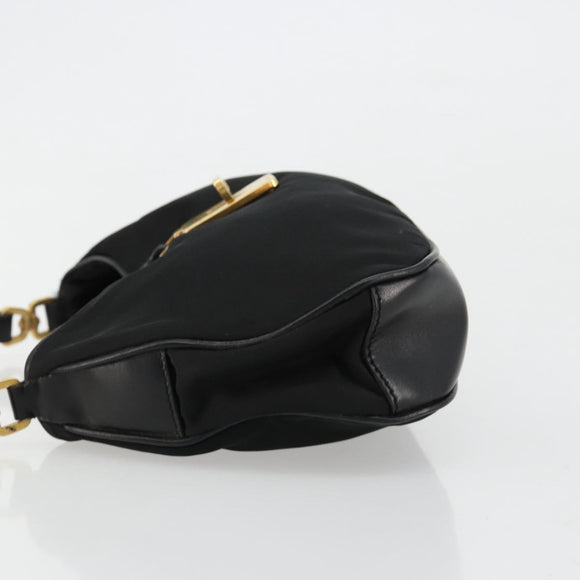 PRADA Accessoirezakje Nylon Zwart Goud Auth 171277