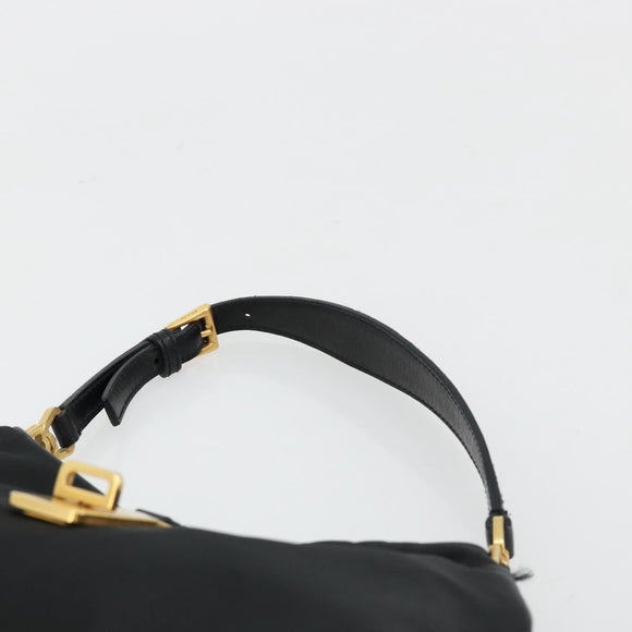 PRADA Accessoirezakje Nylon Zwart Goud Auth 171277