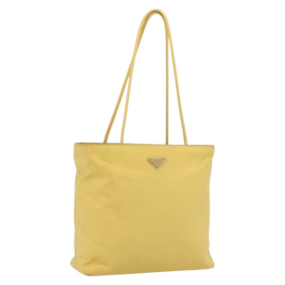 PRADA Tote Bag Nylon Yellow Silver Auth 171278