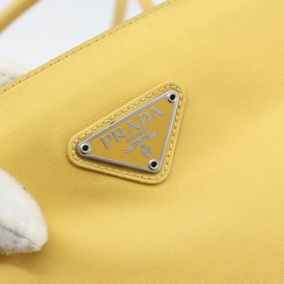 PRADA Tote Bag Nylon Yellow Silver Auth 171278