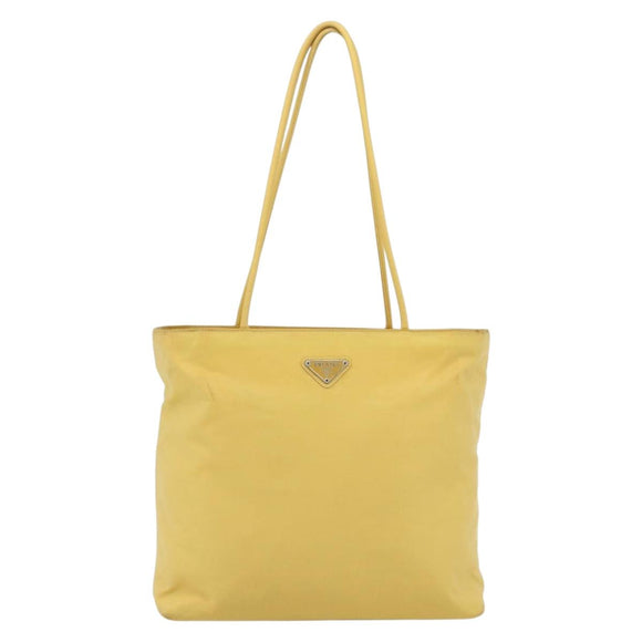 PRADA Tote Bag Nylon Yellow Silver Auth 171278