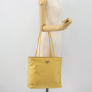 PRADA Tote Bag Nylon Yellow Silver Auth 171278-23