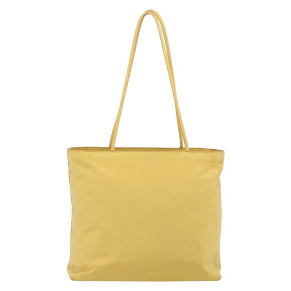 PRADA Tote Bag Nylon Yellow Silver Auth 171278