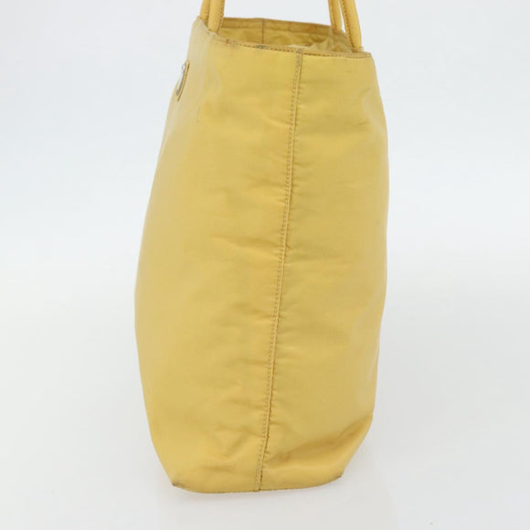 PRADA Tote Bag Nylon Yellow Silver Auth 171278