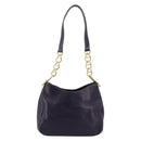 PRADA Schoudertas met Ketting Leer Paars Goud Auth 171280V-13