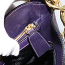 PRADA Schoudertas met Ketting Leer Paars Goud Auth 171280V-22