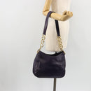 PRADA Schoudertas met Ketting Leer Paars Goud Auth 171280V-25