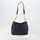 PRADA Schoudertas met Ketting Leer Paars Goud Auth 171280V-12