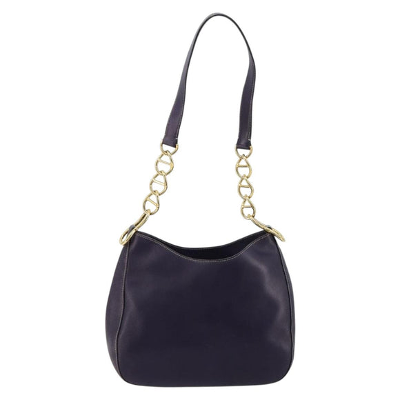 PRADA Schoudertas met Ketting Leer Paars Goud Auth 171280V