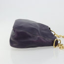 PRADA Schoudertas met Ketting Leer Paars Goud Auth 171280V-3
