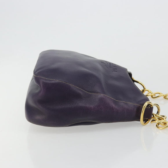 PRADA Schoudertas met Ketting Leer Paars Goud Auth 171280V