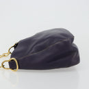 PRADA Schoudertas met Ketting Leer Paars Goud Auth 171280V-4