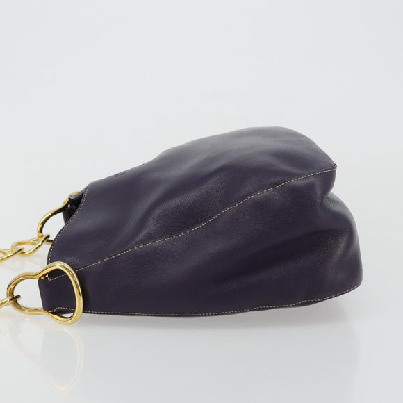 PRADA Schoudertas met Ketting Leer Paars Goud Auth 171280V