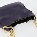 PRADA Schoudertas met Ketting Leer Paars Goud Auth 171280V-6