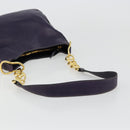 PRADA Schoudertas met Ketting Leer Paars Goud Auth 171280V-7