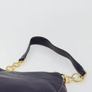 PRADA Schoudertas met Ketting Leer Paars Goud Auth 171280V-8