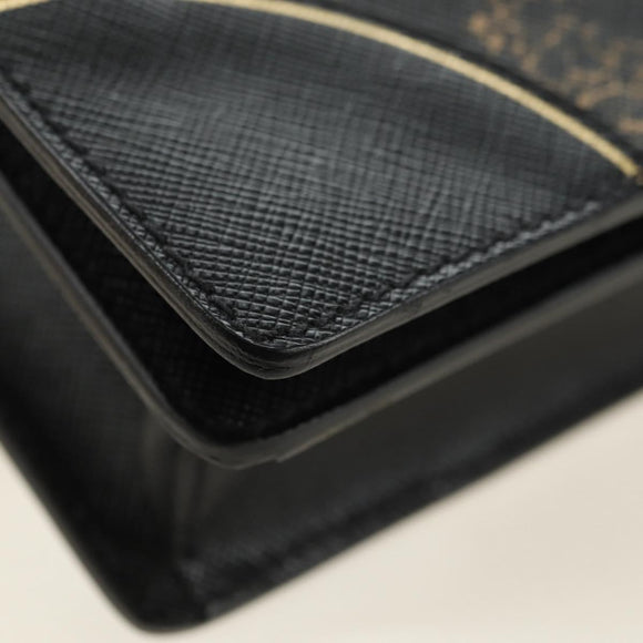 PRADA Shoulder Bag Safiano leather Black Gold Auth 171281V