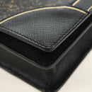 PRADA Shoulder Bag Safiano leather Black Gold Auth 171281V-16