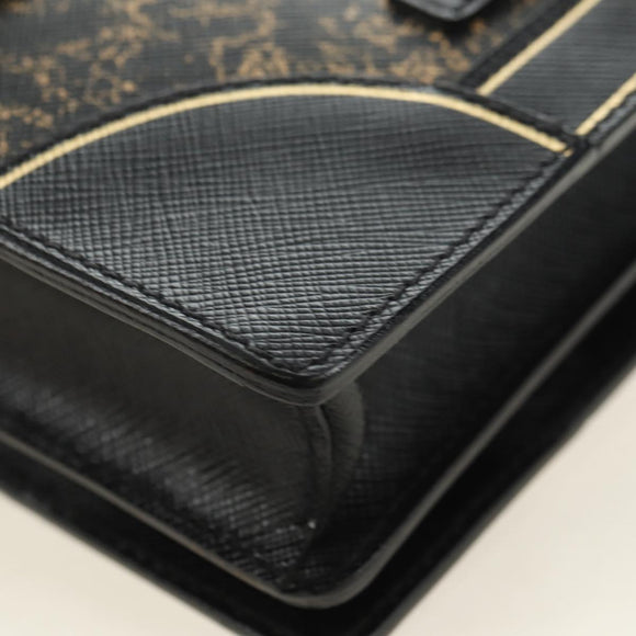 PRADA Shoulder Bag Safiano leather Black Gold Auth 171281V