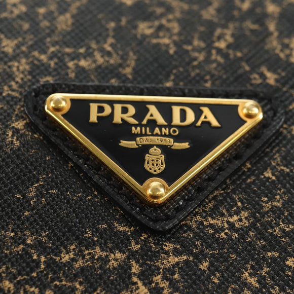 PRADA Shoulder Bag Safiano leather Black Gold Auth 171281V