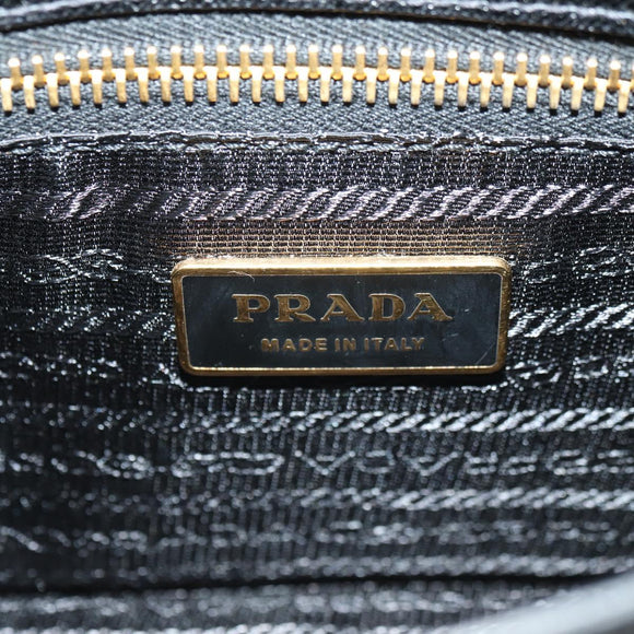 PRADA Shoulder Bag Safiano leather Black Gold Auth 171281V