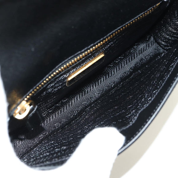 PRADA Shoulder Bag Safiano leather Black Gold Auth 171281V