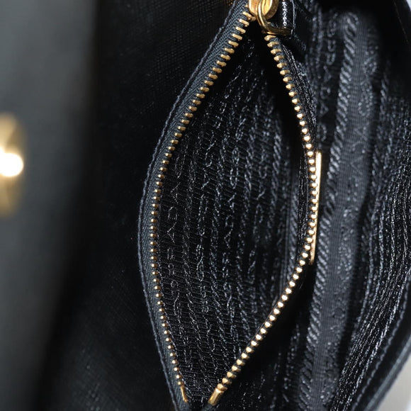 PRADA Shoulder Bag Safiano leather Black Gold Auth 171281V